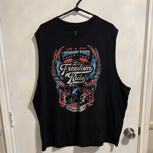 NWOT Let Freedom Ride Mens 3XL (54-56) Black Motorcycle‎ Muscle Sleeveless Biker